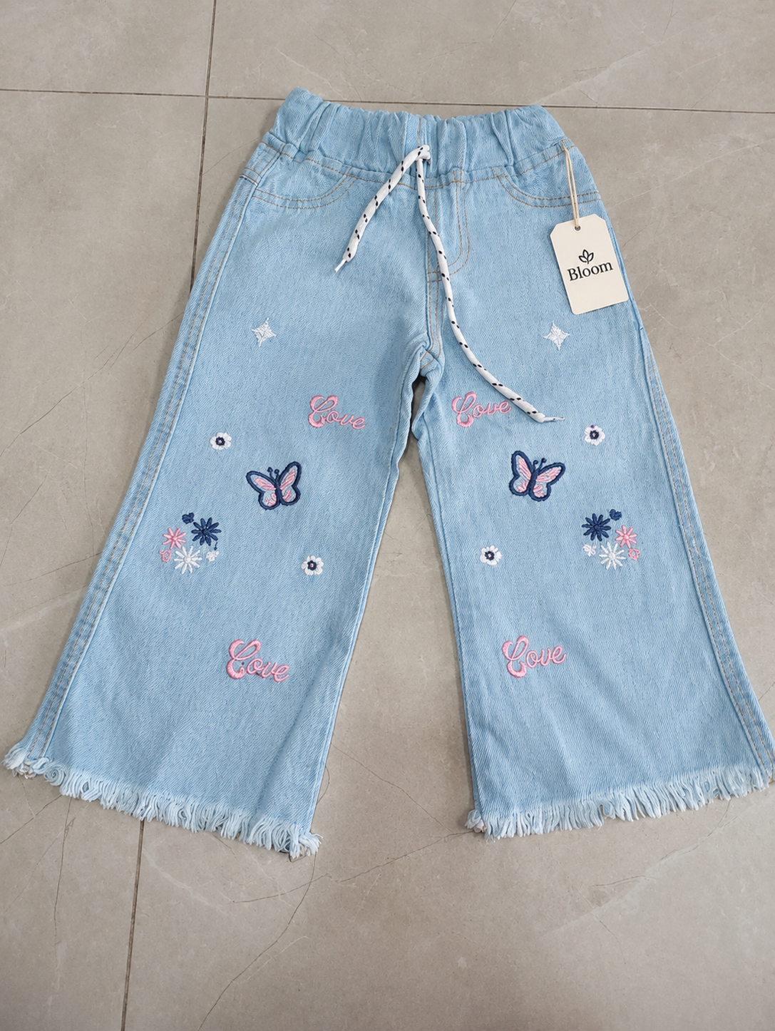 Bloom Girls’ Wide-Leg Embroidered Jeans 🦋✨