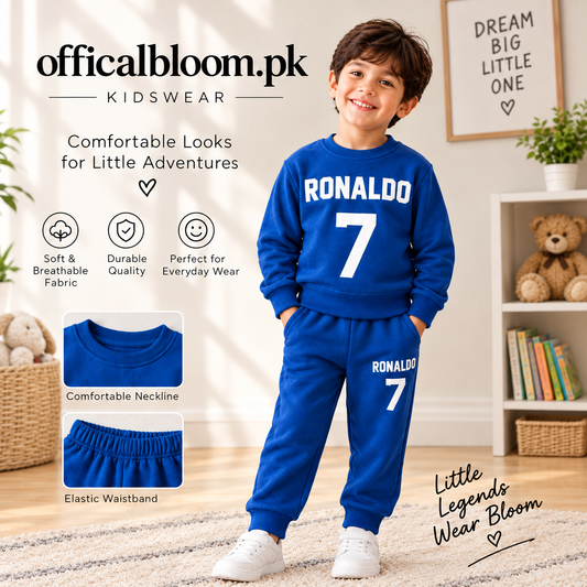 Royal Blue Kids Tracksuit – Ronaldo 7 Edition