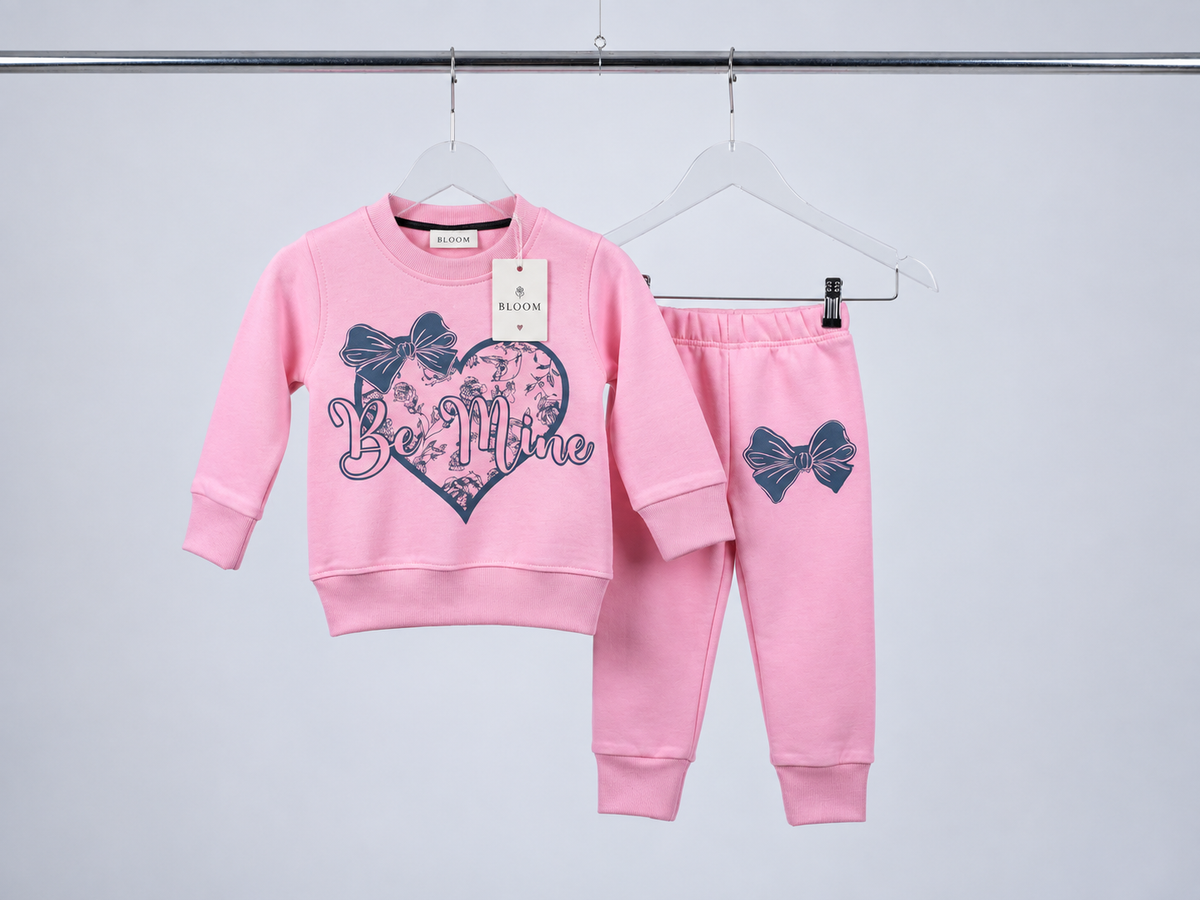 Pink Kids Sweatshirt & Jogger Set – Comfortable Girls Winter Outfit | BLOOM