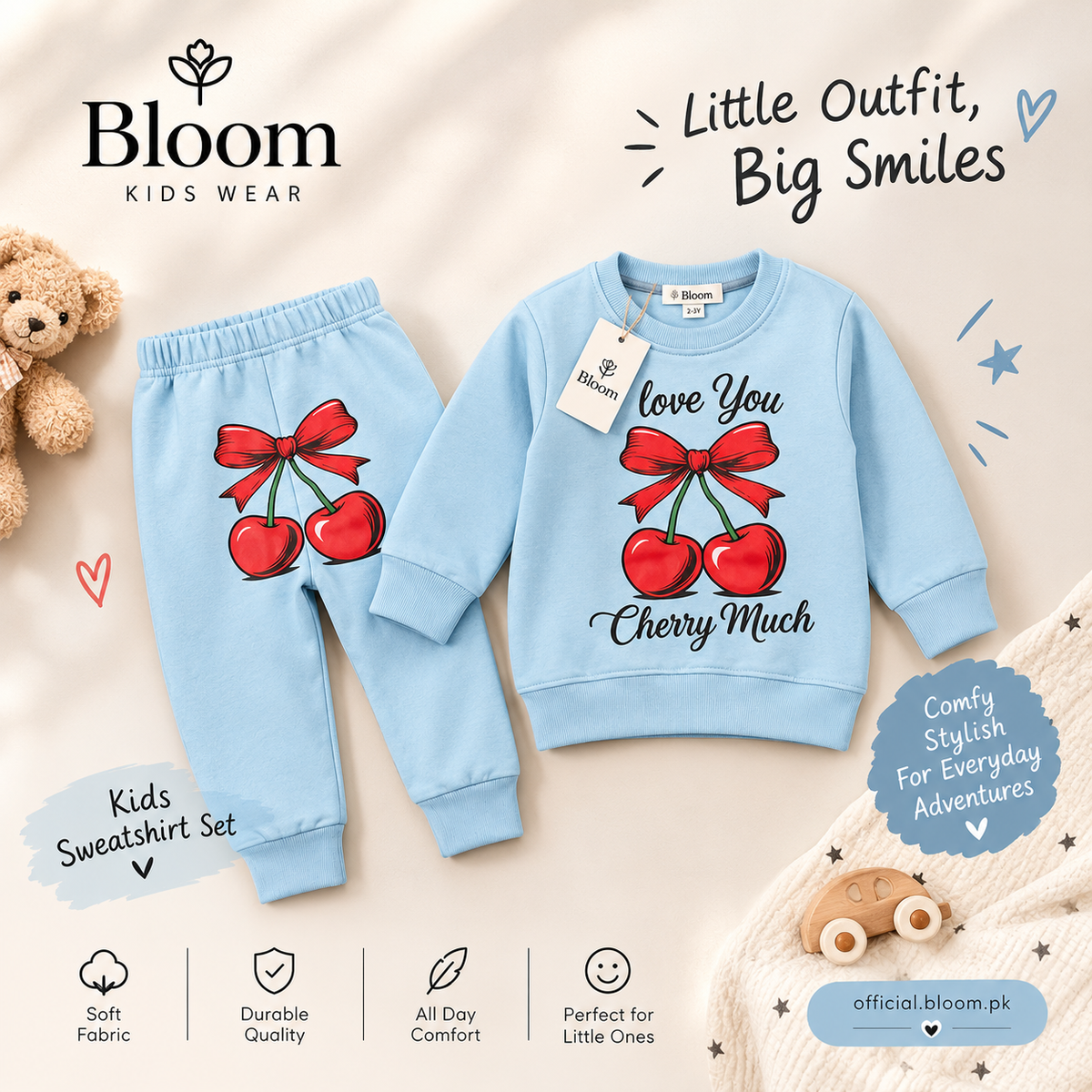 Cherry Love Kids Sweatshirt & Jogger Set 💙🍒